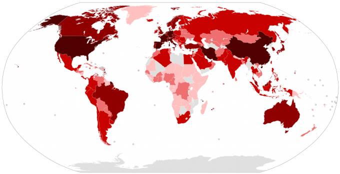 Китайский коронавирус, актуальное на 23 марта 2020, ситуация в странах, где есть заразившиеся