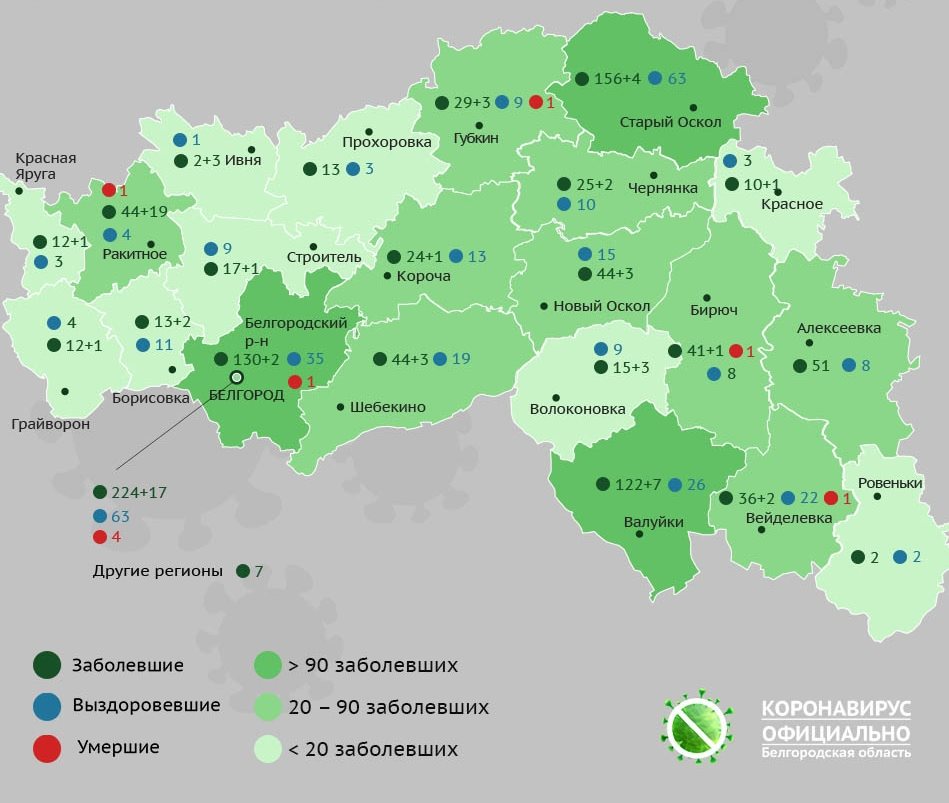 Коронавирус в Белгородской области на 18 мая 2020 по городам и районам: сколько заболело