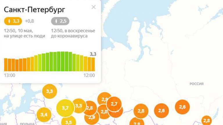 Индекс самоизоляции в Петербурге составил 3,3 балла