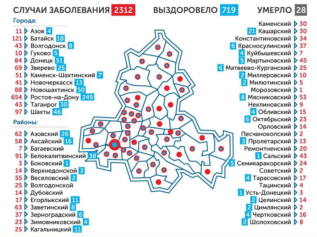 Коронавирус в Ростовской области на 18 мая 2020 по городам и районам, сколько заболело