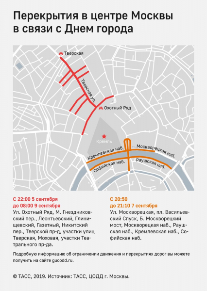 Какие дороги будут перекрыты в Москве на день города 5-6 сентября: будут ли ограничения для автомобилистов в центре